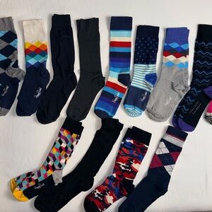 Happy Socks & Hugo Boss Designer Sock Lot (14 Pairs) – Colorful + Dress